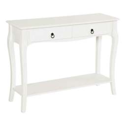 Rackhams Console Table Modern Sofa Side Desk with Storage Shelves Drawers for Living Room Entryway Bedroom Ivory White - thumbnail 1