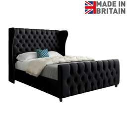 Rackhams Donati Straight Curved Top Upholstered Soft Velvet Bed Frame - Black - Black - Small single - thumbnail 6
