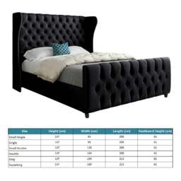 Rackhams Donati Straight Curved Top Upholstered Soft Velvet Bed Frame - Black - Black - Small single - thumbnail 4