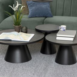 Rackhams Soli Round Ceramic Coffee Table in Black 45,7x45cm - 1 - Black - Black - thumbnail 3