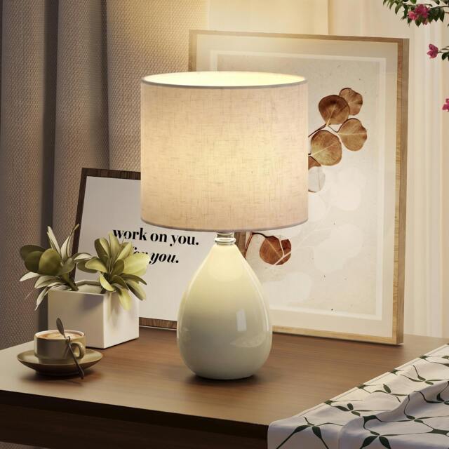 Rackhams Table Lamp, Vintage Eastern Bedside Desk Lamp, Cream White - image 1