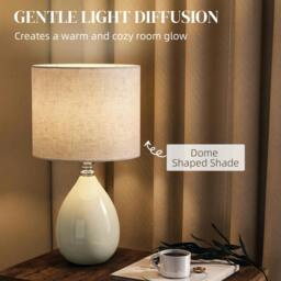 Rackhams Table Lamp, Vintage Eastern Bedside Desk Lamp, Cream White - thumbnail 5