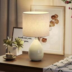 Rackhams Table Lamp, Vintage Eastern Bedside Desk Lamp, Cream White