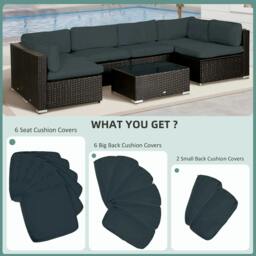 Rackhams Garden Rattan Sofa Cushion Polyester Cover Replacement Outdoor- No Cushion Included, Dark Grey - thumbnail 4