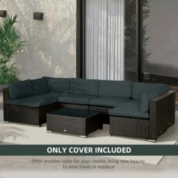 Rackhams Garden Rattan Sofa Cushion Polyester Cover Replacement Outdoor- No Cushion Included, Dark Grey - thumbnail 6