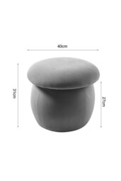 Rackhams Cute Mushroom-Shaped Velvet Pouf Footstool - Grey - thumbnail 6