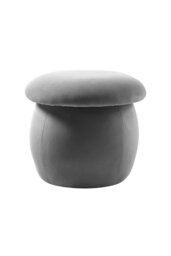 Rackhams Cute Mushroom-Shaped Velvet Pouf Footstool - Grey - thumbnail 4