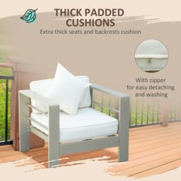 Rackhams 4 PCs Aluminium Garden Furniture Set w/ Thick Padded Cushion - Gold Tone - Aluminium, Polyester - 138cmx70cmx63cm - thumbnail 5
