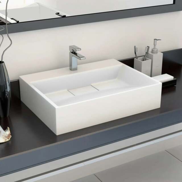 Rackhams Wash Basin 50x38x13 cm Mineral Cast/Marble Cast White