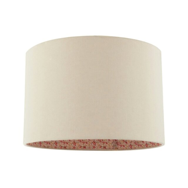 Rackhams Cream Linen Lamp Shade with Inner Pink and Red Floral Fabric Lining - image 1