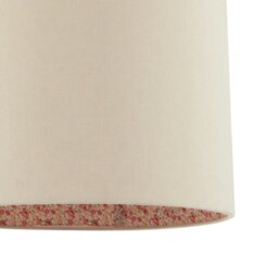 Rackhams Cream Linen Lamp Shade with Inner Pink and Red Floral Fabric Lining - thumbnail 4