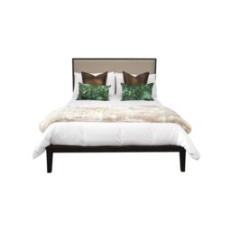 Rackhams Orchid Kingsize Bed - Wenge (Black Stained Oak) with Beige Fabric - thumbnail 2
