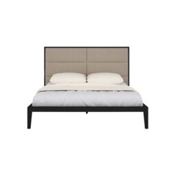 Rackhams Orchid Kingsize Bed - Wenge (Black Stained Oak) with Beige Fabric - thumbnail 1