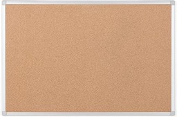 Rackhams Cork Notice Board with Aluminium Maya Frame - Rectangular Cork Board for Memos, Pictures & Lists, Office & Home, Rounded Edges, Wall Mount 90x60cm