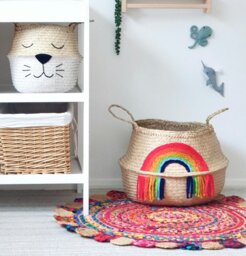 Rackhams Vivid tassel rainbow basket - Extra Large - thumbnail 1