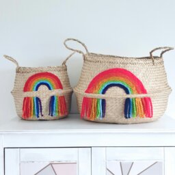 Rackhams Vivid tassel rainbow basket - Extra Large - thumbnail 2