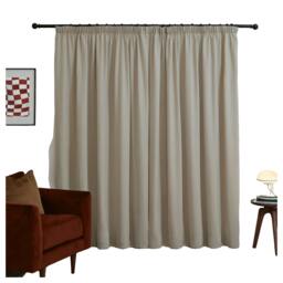 Rackhams Chenille Lined Pencil Pleat Curtains - Natural - 183cm x 168cm - Natural - 100% Polyester - thumbnail 3