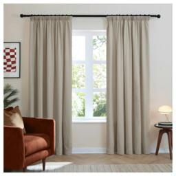 Rackhams Chenille Lined Pencil Pleat Curtains - Natural - 183cm x 168cm - Natural - 100% Polyester