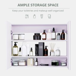 Rackhams Mirror Cabinet Double Door Wall Mounted Modern Storage Unit Bathroom - thumbnail 4