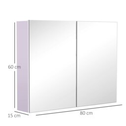 Rackhams Mirror Cabinet Double Door Wall Mounted Modern Storage Unit Bathroom - thumbnail 6