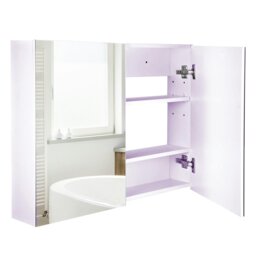 Rackhams Mirror Cabinet Double Door Wall Mounted Modern Storage Unit Bathroom - thumbnail 2