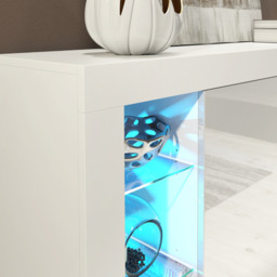 Rackhams Exclusive 164cm High Gloss White Sideboard TV Cabinet & Free LED Lights Modern Design - 164 cm - White Matt Body & White Gloss Doors - Sideboard - thumbnail 5