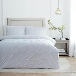 Rackhams Elysia Reversible Cotton Duvet Cover Set - White - Double - White - 100% Cotton