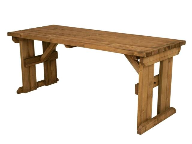 Rackhams Hollies Wooden Garden Table, Outdoor Picnic Dining Desk - Rustic Finish - Included assembly - 180cm - image 1