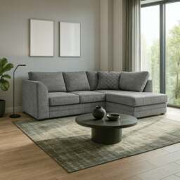 Rackhams Quilted Chenille Full Back Corner Sofa - Grey - Left Hand Facing - thumbnail 2