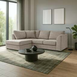 Rackhams Quilted Chenille Full Back Corner Sofa - Grey - Left Hand Facing - thumbnail 5