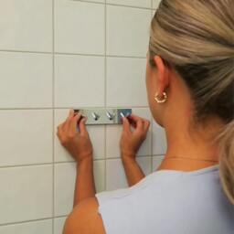 Rackhams Chrome Stainless Steel Quadruple Towel Hook (180 x 45mm) Self Adhesive Bathroom Wall Mounted - thumbnail 2