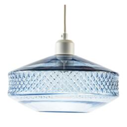 Rackhams Blue Glass Pendant Lighting Shade with Strip of 3D Shaped Diamonds