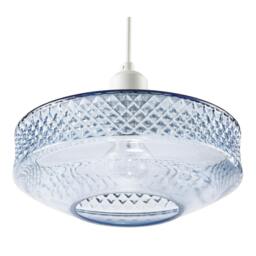 Rackhams Blue Glass Pendant Lighting Shade with Strip of 3D Shaped Diamonds - thumbnail 4