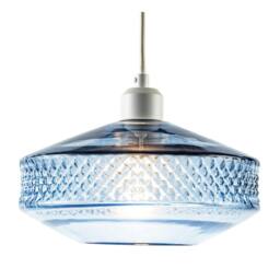 Rackhams Blue Glass Pendant Lighting Shade with Strip of 3D Shaped Diamonds - thumbnail 2