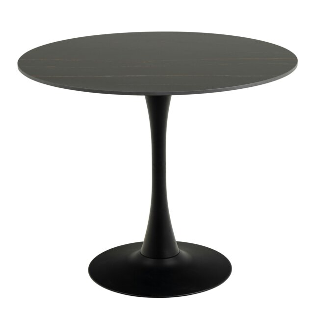 Rackhams Malta Ceramic Round Dining Table in Black 90x75cm - Black - No - Black - image 1