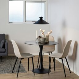 Rackhams Malta Ceramic Round Dining Table in Black 90x75cm - Black - No - Black - thumbnail 4
