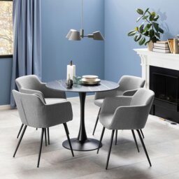 Rackhams Malta Ceramic Round Dining Table in Black 90x75cm - Black - No - Black - thumbnail 5