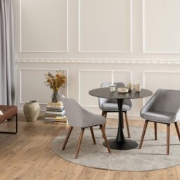 Rackhams Malta Ceramic Round Dining Table in Black 90x75cm - Black - No - Black - thumbnail 3