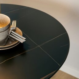 Rackhams Malta Ceramic Round Dining Table in Black 90x75cm - Black - No - Black - thumbnail 6