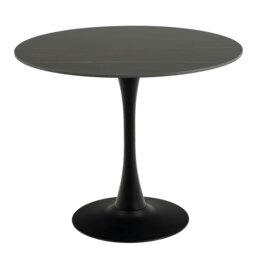Rackhams Malta Ceramic Round Dining Table in Black 90x75cm - Black - No - Black