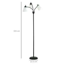 Rackhams Arc Tree Floor Lamp with 3 Adjustable Rotating Lights, Industrial Standing Lamp with Steel Frame for Bedroom Living Room, 155cm, Black - thumbnail 3