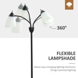 Rackhams Arc Tree Floor Lamp with 3 Adjustable Rotating Lights, Industrial Standing Lamp with Steel Frame for Bedroom Living Room, 155cm, Black - thumbnail 5