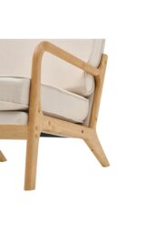 Rackhams Beige Velvet Wooden Armchair - Beige - thumbnail 5