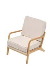 Rackhams Beige Velvet Wooden Armchair - Beige - thumbnail 2