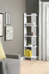 Rackhams 5 Tier Regin Wood Corner Bookcase - White - thumbnail 5
