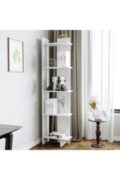 Rackhams 5 Tier Regin Wood Corner Bookcase - White - thumbnail 3