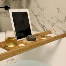 Rackhams Solid Oak Bath Tray Caddy – Luxury Handmade Wooden Bath Board - 65cm