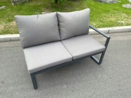 Rackhams Aluminum Outdoor Garden Furniture Corner Sofa 2 PC Chairs Gas Fire Pit Dining Table Sets Gas Heater Burner Dark Grey 9 Seater - thumbnail 4
