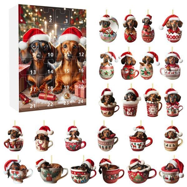 Rackhams Dachshund Pendant Countdown Calendar-4 Styles - Style 3 - image 1