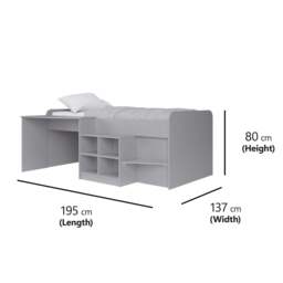 Rackhams Single, Pilot Cabin Bed, Grey - Single - Single - thumbnail 6